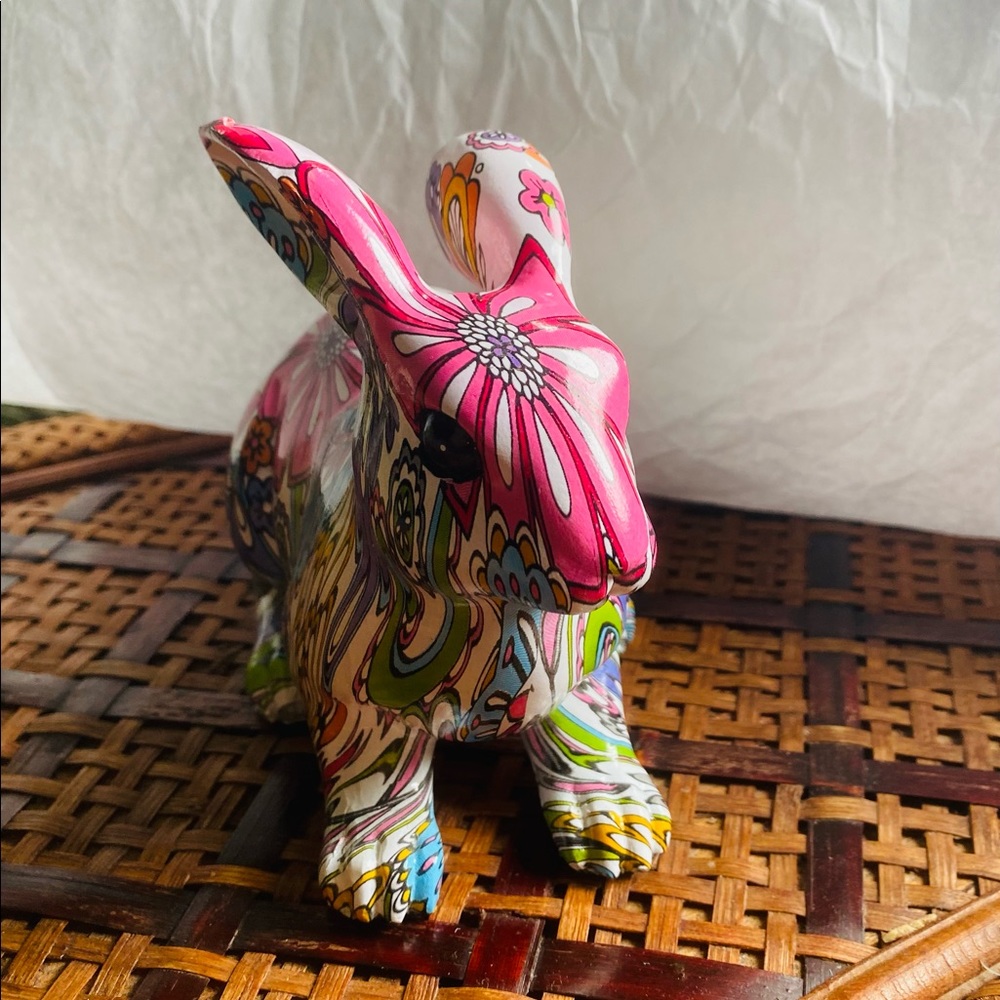 Bunny Rabbit Ceramic Floral Decoupage figurine (0059900) - Picture 6 of 9